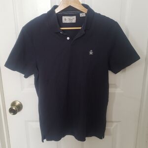 Penguin By Munsingwear Navy Blue Polo Short Sleeve T Shirt Medium 100% Cotton
